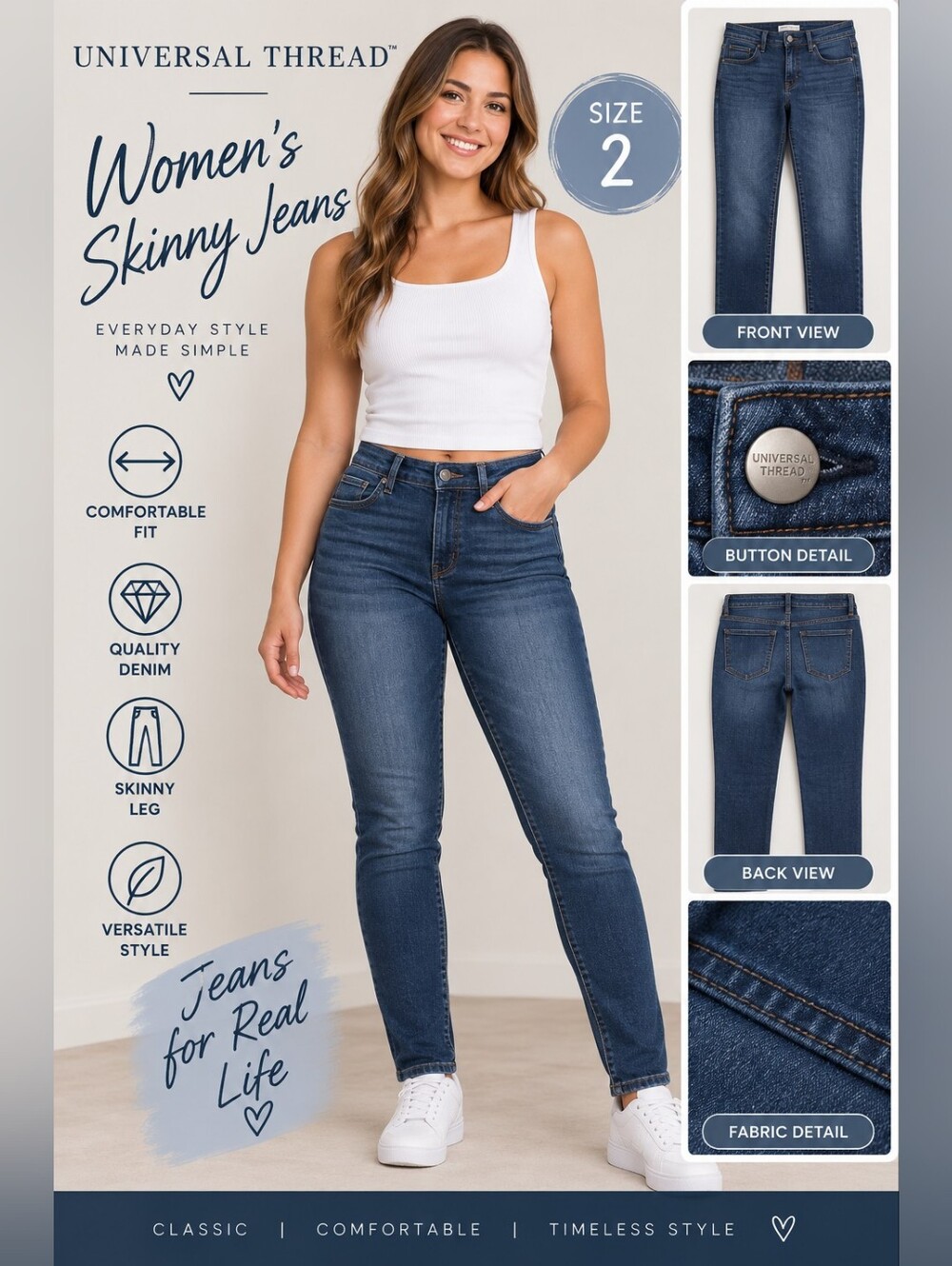 Universal threads Women's size 2 denim skinny jeans #11